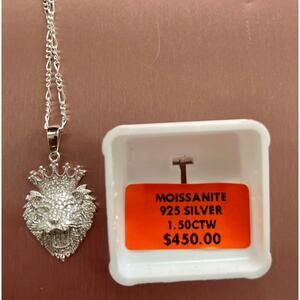 Moissanite encrusted Lion's Head Necklace
